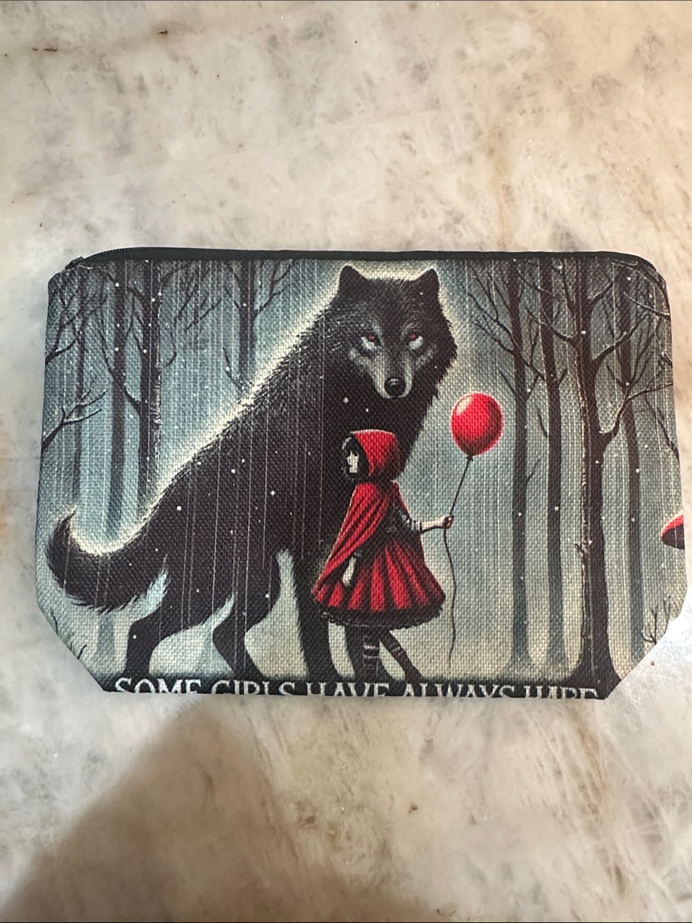 Little Red Riding Hood Red & Black Wolf Zip Pouch